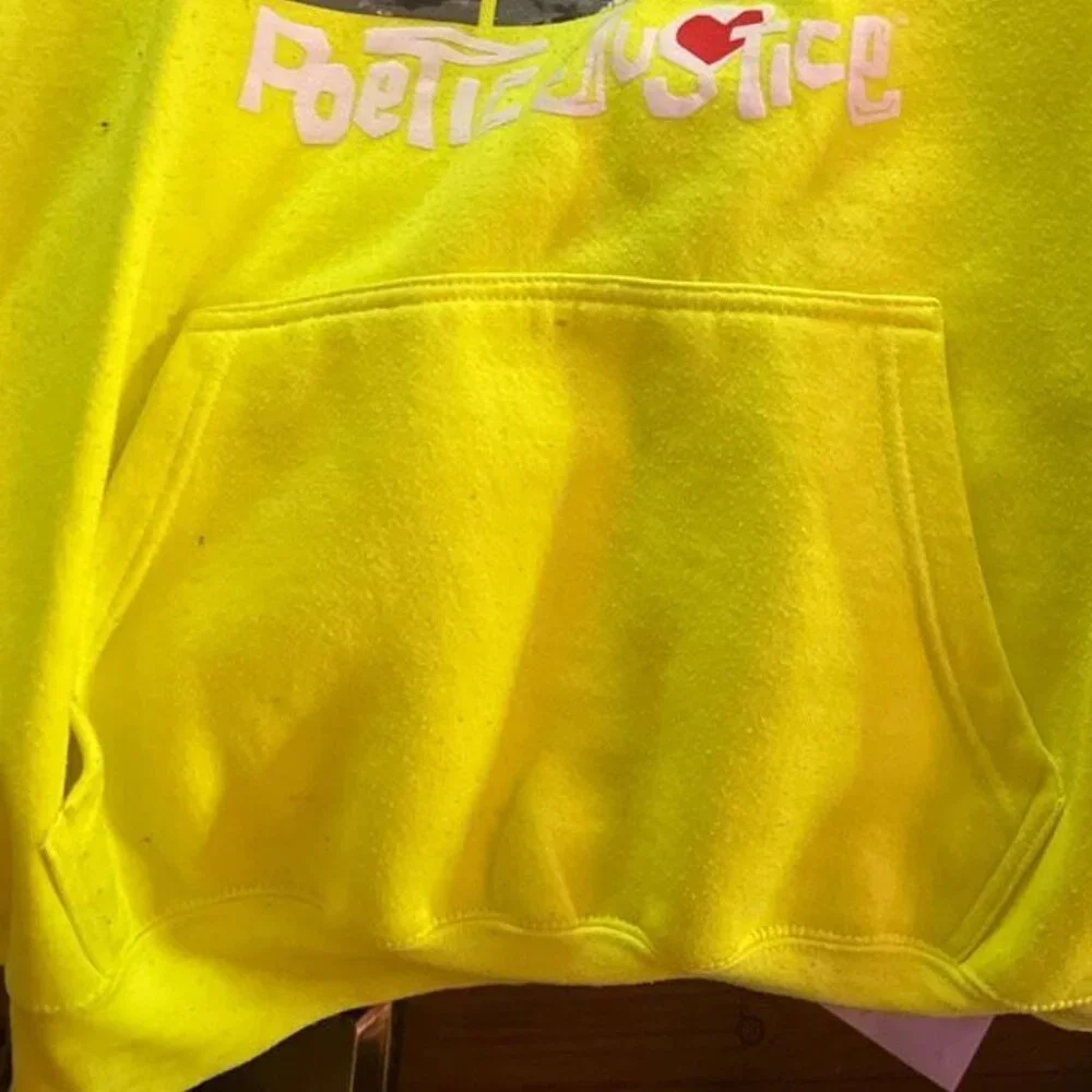 Vintage Tupac "Poetic Justice" oversized hoodie yellow size Mens 2XL - Picture 4 of 4